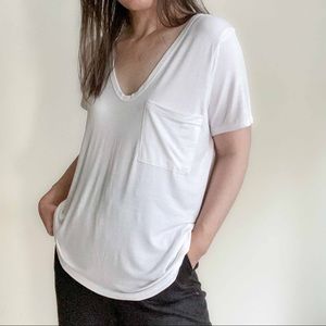 NWT oversized white rayon pocket tee